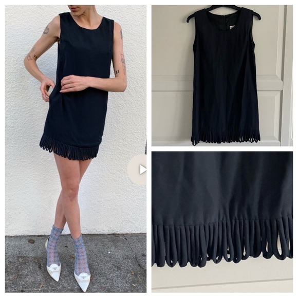 Anna Sui x Henri Bendel looped fringe black shift dress 20222 - Picture 1 of 12